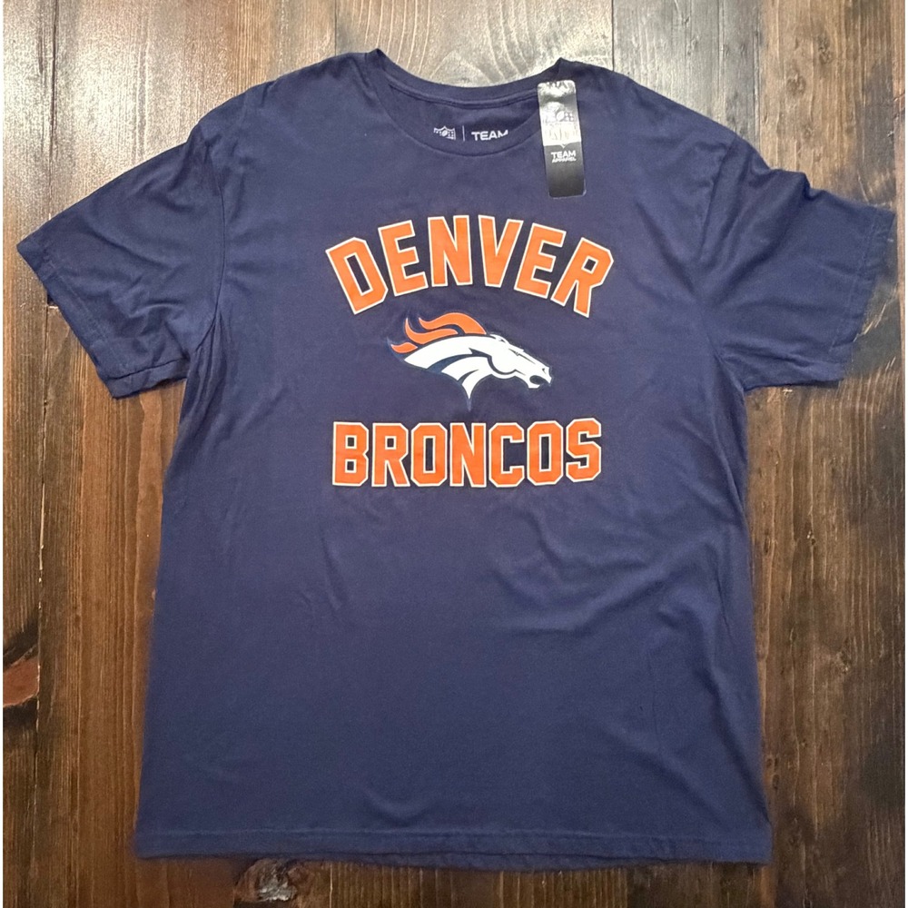 NFL Team Apparel Denver Broncos Navy Blue Graphic T-Shirt Mens XL NWT